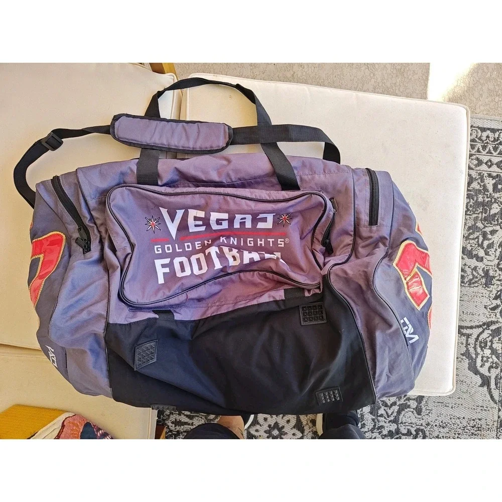 Vegas Golden Knights Football CCM Duffle Bag Gray Large Personalized Richard 20